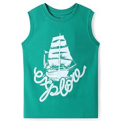 Pine Kids Cotton Knit Sleeveless Tank T-Shirts with Sport Theme & Future is You Print Pack of 5 - Black Purple & Navy Blue