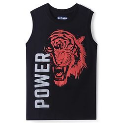 Pine Kids Cotton Knit Sleeveless Tank T-Shirts with Sport Theme & Future is You Print Pack of 5 - Black Purple & Navy Blue