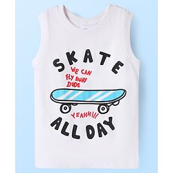 Pine Kids Cotton Knit Sleeveless Tank T-Shirts with Sport Theme Print Pack of 5 - Red White & Navy Blue
