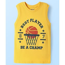 Pine Kids Cotton Knit Sleeveless Tank T-Shirts with Sport Theme Print Pack of 5 - Red White & Navy Blue