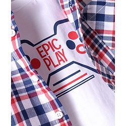 Pine Kids Cotton Woven Full Sleeves Checkered Shirt with T-Shirt - Lilac