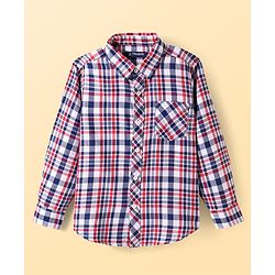 Pine Kids Cotton Woven Full Sleeves Checkered Shirt with T-Shirt - Lilac