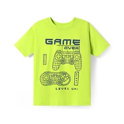 Pine Kids Cotton Knit Half Sleeves T-Shirts with Gamer Theme Text Print Pack Of 5 - Red Yellow & Navy Blue
