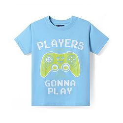 Pine Kids Cotton Knit Half Sleeves T-Shirts with Gamer Theme Text Print Pack Of 5 - Red Yellow & Navy Blue