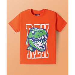 Pine Kids Cotton Knit Half Sleeves T-Shirts with Dino & Text Print Pack Of 5 - White Orange & Purple