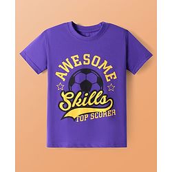 Pine Kids Cotton Knit Half Sleeves T-Shirts with Dino & Text Print Pack Of 5 - White Orange & Purple