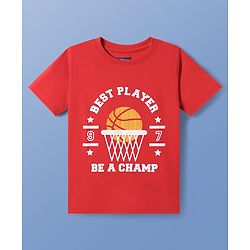 Pine Kids Cotton Knit Half Sleeves T-Shirts With Sport Theme Print Pack Of 5 - Red Grey & Black