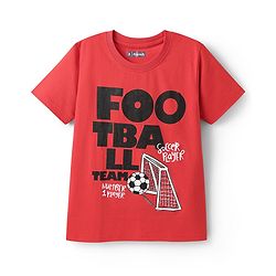 Pine Kids Cotton Knit Half Sleeves T-Shirts With  Race the Waves Text Print Pack of 5 - Red Limegreen & Blue
