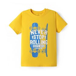 Pine Kids Cotton Knit Half Sleeves T-Shirt with Lets Play Hard Text Print Pack of 5 - Yellow Orange & Red