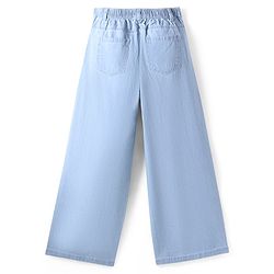 Pine Kids Disney Denim Knit Full Length Light Wash Wide Leg  Jeans with Minnie Mouse Graphics -Light Blue