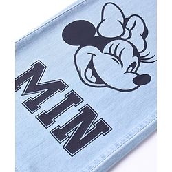 Pine Kids Disney Denim Knit Full Length Light Wash Wide Leg  Jeans with Minnie Mouse Graphics -Light Blue
