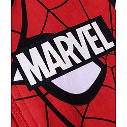 Pine Kids Marvel Terry Knit Full Sleeves Front Open Hooded Spider Man Printed Sweatshirt - Red