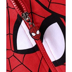 Pine Kids Marvel Terry Knit Full Sleeves Front Open Hooded Spider Man Printed Sweatshirt - Red