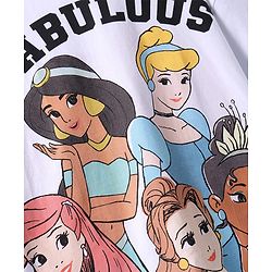 Pine Kids Disney Single Jersey Knit Half Sleeves Drop Shoulder Oversized T-Shirt with Disney Princes Graphics - White