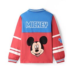 Pine Kids Disney Single Jersey Knit Full Sleeves Cut & Sew Polo T-Shirt with Front & Back Mickey Mouse Graphics - Red & Blue