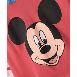 Pine Kids Disney Single Jersey Knit Full Sleeves Cut & Sew Polo T-Shirt with Front & Back Mickey Mouse Graphics - Red & Blue