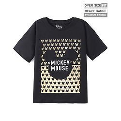 Pine Kids Disney Single Jersey Knit Half Drop Shoulder Sleeves Over Sized T-Shirt with Mickey Mouse Graphics & Foil Detailing - Black