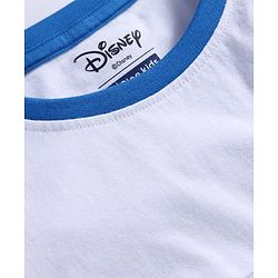 Pine Kids Disney Single Jersey Knit Half Drop Shoulder Sleeves Oversized T-Shirt With Mickey Mouse Graphics and Mesh Detailing - White