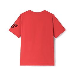 Pine Kids Marvel Light Weight Terry Knit Half Drop Shoulder Sleeves T-Shirt with Functional Bag Applique & Spider Man Print - Red
