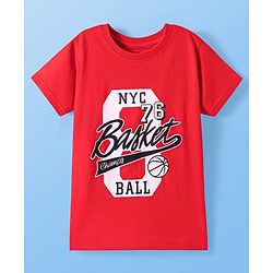 Pine Kids Cotton Knit Half Sleeves T-Shirt with Text Print Pack of 3 - White Black & Red