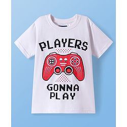 Pine Kids Cotton Knit Half Sleeves T-Shirt with Text Print Pack of 3 - White Black & Red