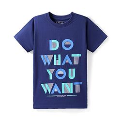 Pine Kids Cotton Knit Half Sleeves T-Shirt with Text Print Pack of 3 - Yellow Navy Blue & Green