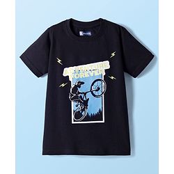 Pine Kids Cotton Knit Half Sleeves T-Shirt with Text Print Pack of 3 - White Blue Black