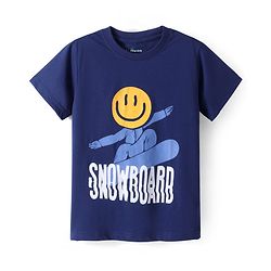 Pine Kids Cotton Knit Half Sleeves T-Shirt with Text Print Pack of 3 - Navy Blue & Mint