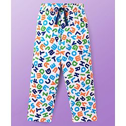 Pine Kids Single Jersey Knit Half Sleeves Night Suit With Alphabet Print - White