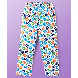 Pine Kids Single Jersey Knit Half Sleeves Night Suit With Alphabet Print - White