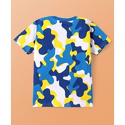 Pine Kids Single Jersey Knit Half Sleeves Night Suit With Camouflage Print - White
