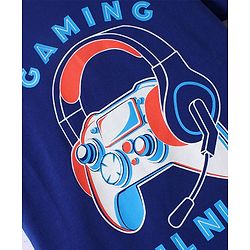 Pine Kids Single Jersey Knit Half Sleeves Night Suit With Gaming Controller & Headphones Print - Navy Blue