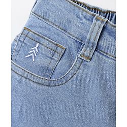 Pine Kids Woven Above Knee Length Washed Denim Shorts - Blue
