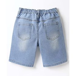 Pine Kids Woven Above Knee Length Washed Denim Shorts - Blue