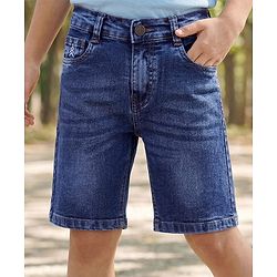 Pine Kids Above Knee Length Washed Shorts - Navy Blue