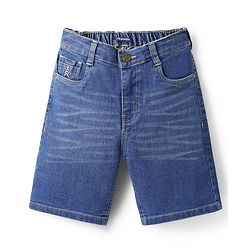 Pine Kids Woven Above Knee Length Denim Shorts - Dark Blue