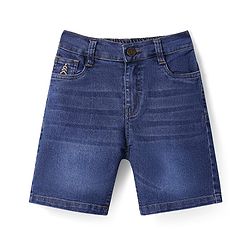 Pine Kids Above Knee Length Washed Denim Shorts - Navy Blue