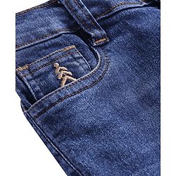 Pine Kids Above Knee Length Washed Denim Shorts - Navy Blue