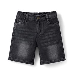 Pine Kids Denim Woven Above Knee Length Washed Shorts - Charcoal Grey