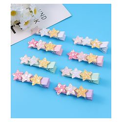 Pine Kids Hair Pins And Clips With Stars Applique Pack of 8 - Multicolor