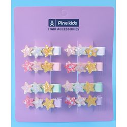 Pine Kids Hair Pins And Clips With Stars Applique Pack of 8 - Multicolor