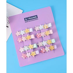 Pine Kids Hair Pins And Clips With Stars Applique Pack of 8 - Multicolor