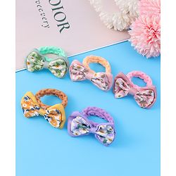 Pine Kids Hair Rubber Bands With Bow Applique Pack of 5 - Multicolour