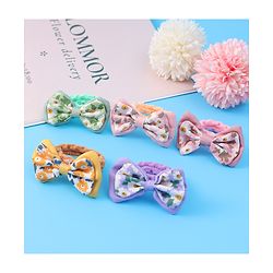 Pine Kids Hair Rubber Bands With Bow Applique Pack of 5 - Multicolour