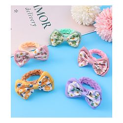Pine Kids Hair Rubber Bands With Bow Applique Pack of 5 - Multicolour