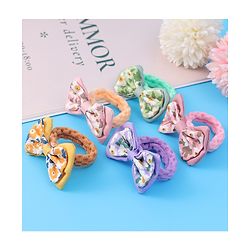 Pine Kids Hair Rubber Bands With Bow Applique Pack of 5 - Multicolour