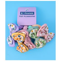 Pine Kids Hair Rubber Bands With Bow Applique Pack of 5 - Multicolour