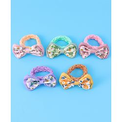 Pine Kids Hair Rubber Bands With Bow Applique Pack of 5 - Multicolour