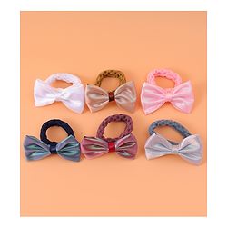 Pine Kids Hair Rubber Bands With Bow Applique Pack of 6 - Multicolour