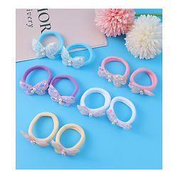 Pine Kids Hair Rubber Bands  with Butterfly Applique Free Size Pack of 10 - Light Blue